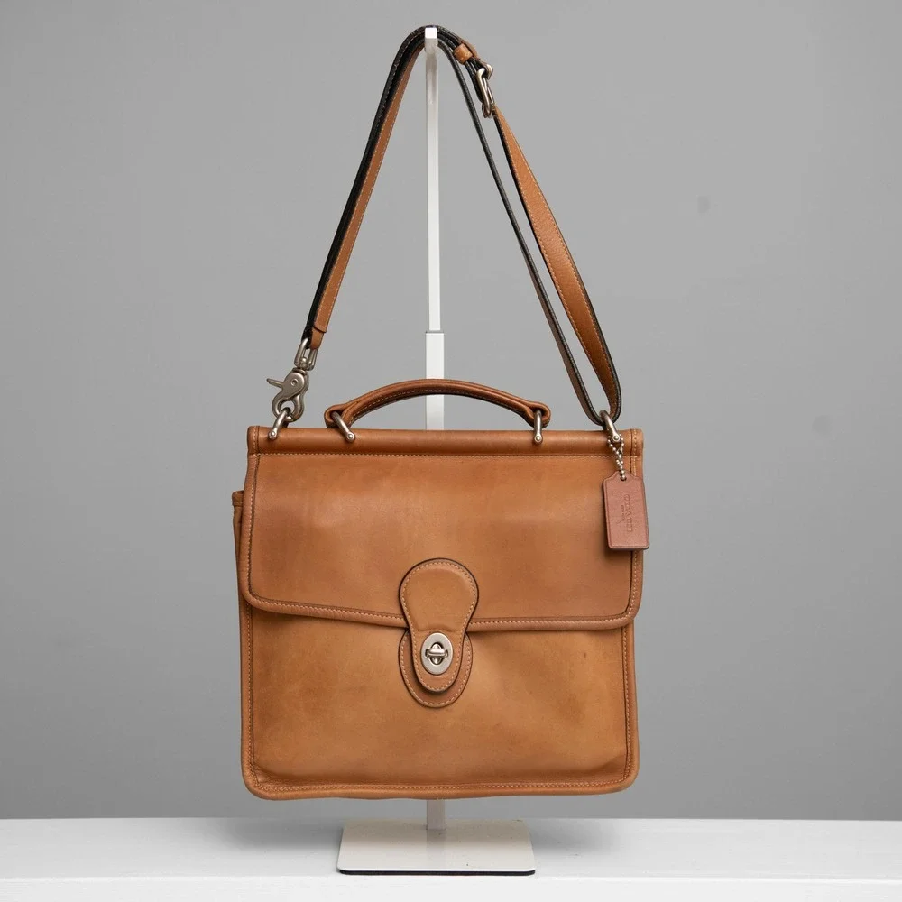 VTG Coach Vintage Willis 9927 Tan Leather Crossbody Satchel Bag  Quiet Luxury